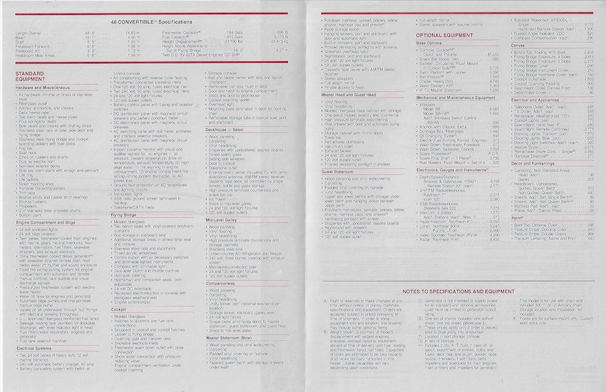 Hatteras 48 Convertible Specification Brochure