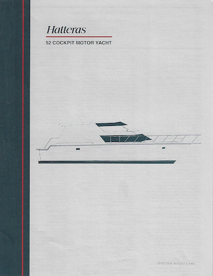 Hatteras 52 Cockpit Motor Yacht Specification Brochure