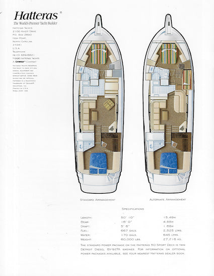 Hatteras 50 Sport Deck Motor Yacht Brochure