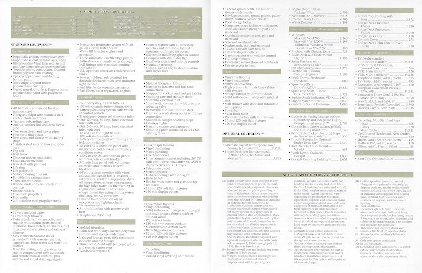 Hatteras 43 Sport Express Specification Brochure