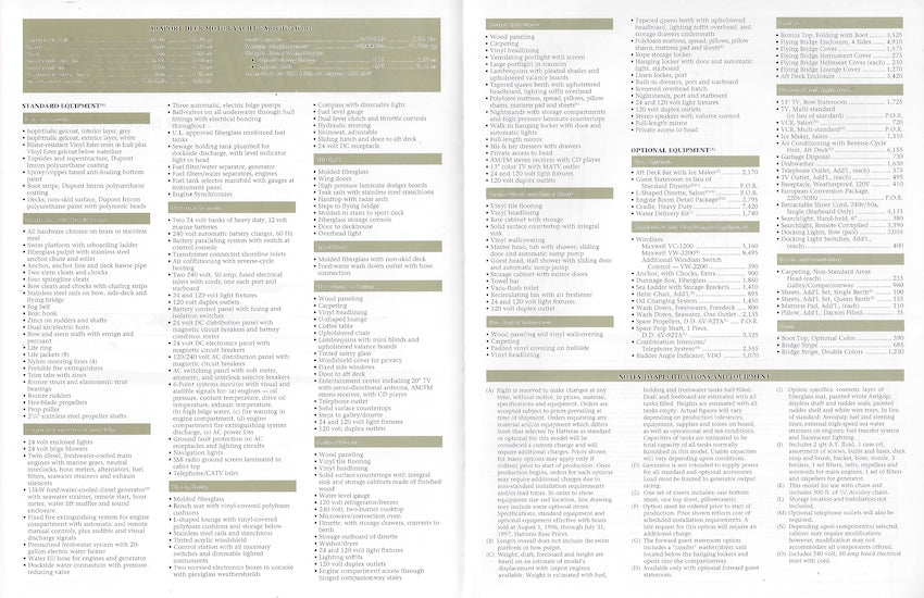 Hatteras 50 Sport Deck Motor Yacht Specification Brochure