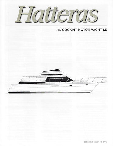 Hatteras 42 Cockpit Motor Yacht SE Specification Brochure