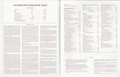Hatteras 61 Motor Yacht Specification Brochure