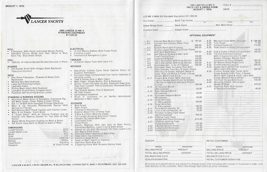 Lancer 25 Mark V Specification Brochure