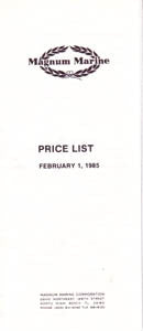 Magnum 1985 Price List