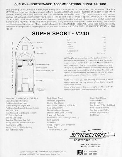 Spacecraft Super Sport V240 Brochure