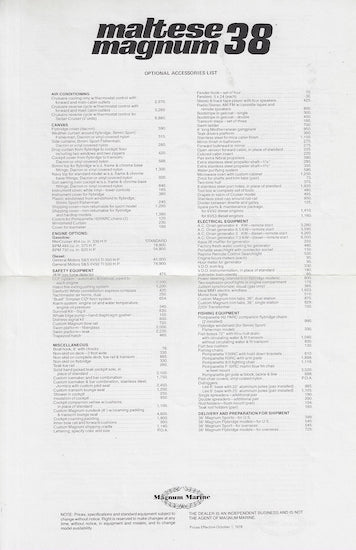 Magnum Maltese 38 Specification Brochure