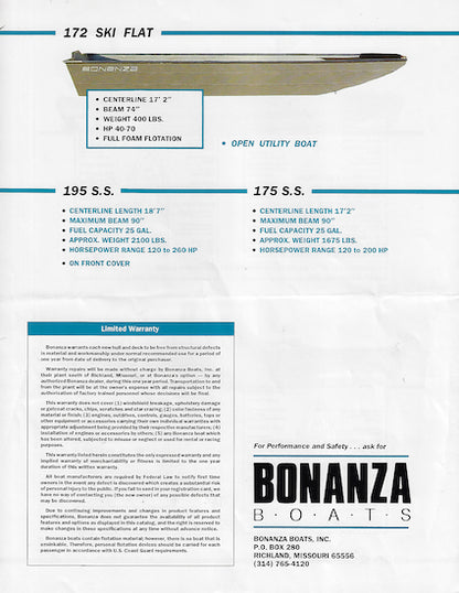 Bonanza 1992 Brochure