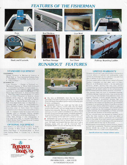 Bonanza 1980s Brochure