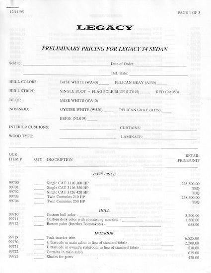 Freedom Legacy 34 Sedan Brochure Package