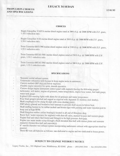 Freedom Legacy 34 Sedan Brochure Package