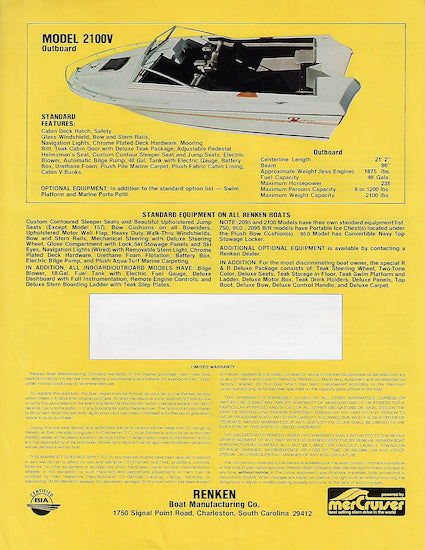Rinonページ Renken 1980s Brochure – SailInfo I boatbrochure.com