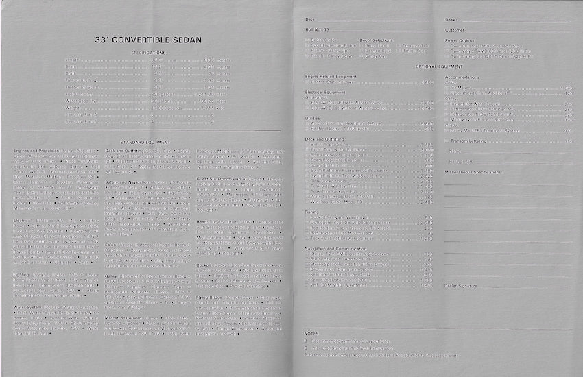 Egg Harbor 33 Convertible Sedan Specification Brochure
