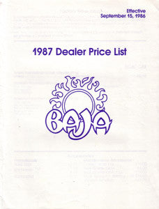 Baja 1987 Dealer Price List