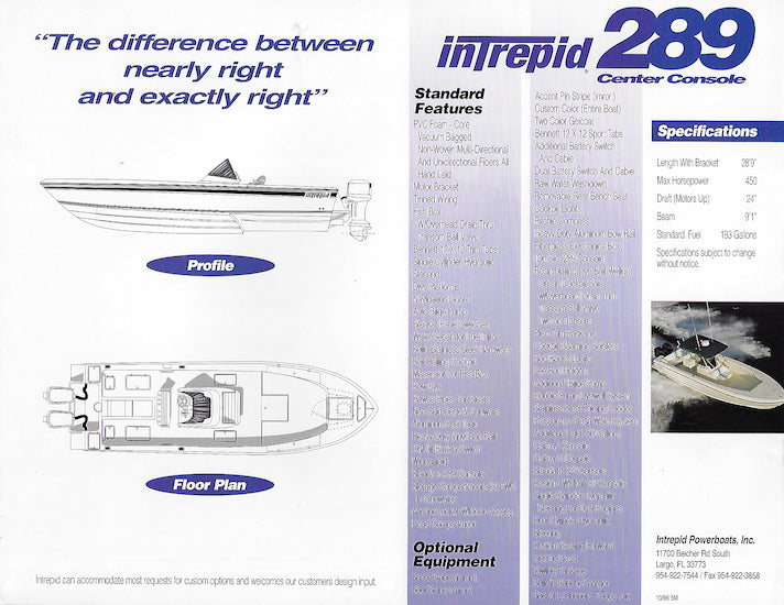 Intrepid 289 Center Console Brochure – SailInfo I boatbrochure.com
