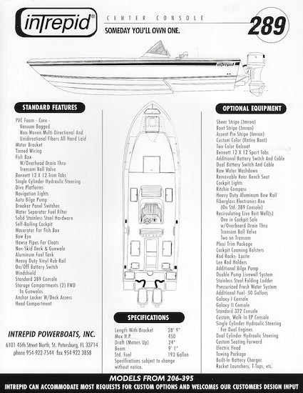 Intrepid 289 Center Console Brochure – SailInfo I boatbrochure.com