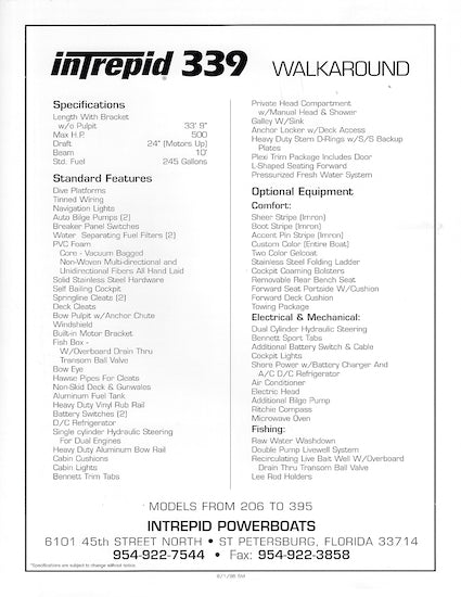 Intrepid 339 Walkaround Brochure