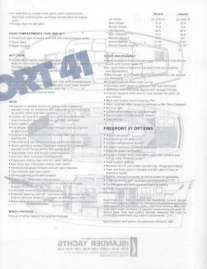 Islander Freeport 41 Specification Brochure