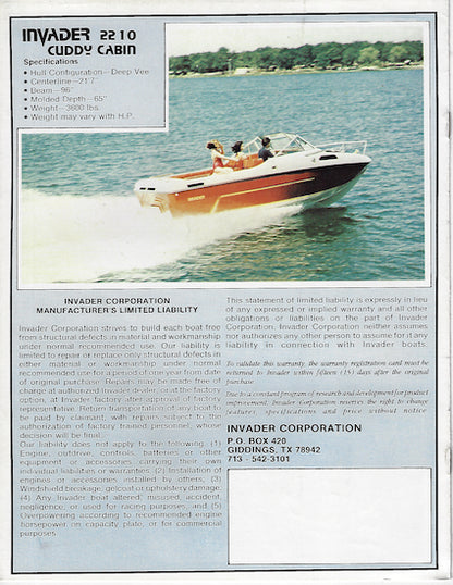 Invader 1981 Brochure