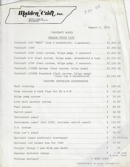 Procraft 1979 Brochure