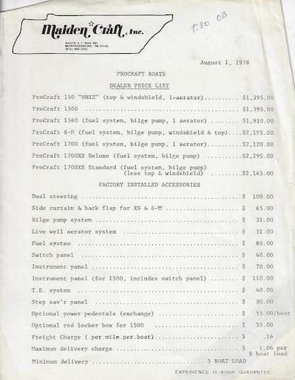Procraft 1979 Brochure