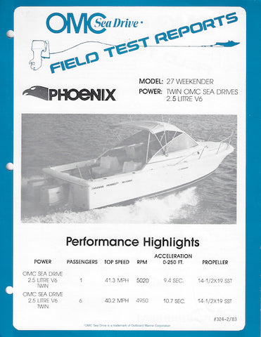 Phoenix 27 OMC Sea Drive Prformance Report Brochure