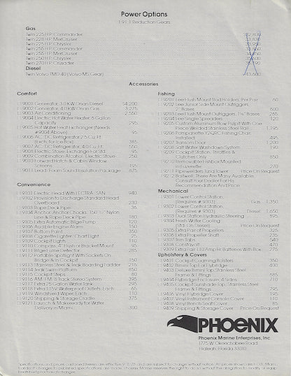 Phoenix 29 Flybridge Cruiser Specification Brochure