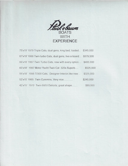 Pluckebaum Houseboat Brochure