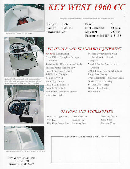 Key West 1960 Center Console  Brochure