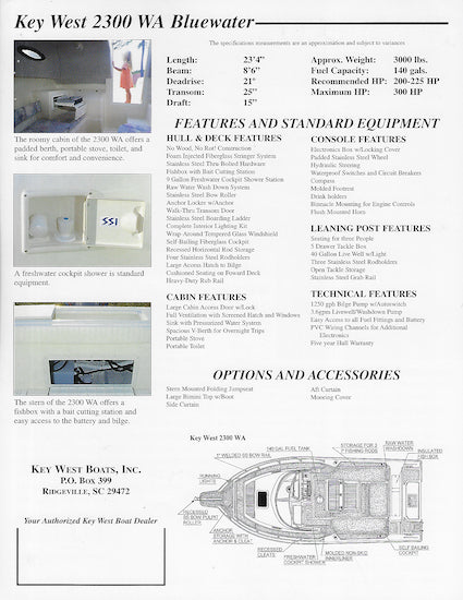 Key West Bluewater 2300 Walkaround  Brochure