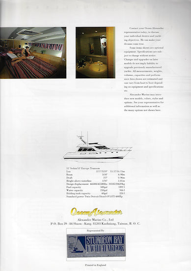 Ocean Alexander 51 Sedan / 53 Europe Transom Brochure