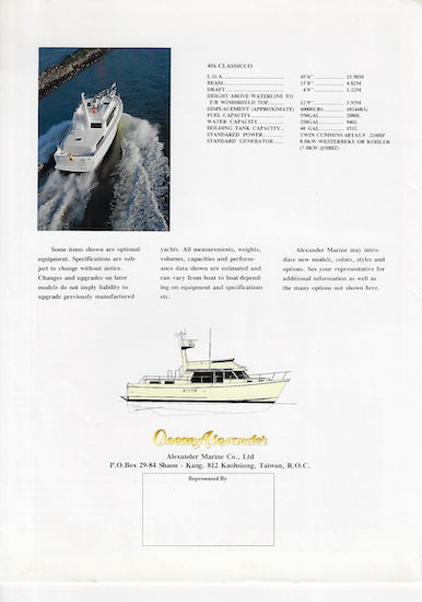 Ocean Alexander 456 Classicco Brochure