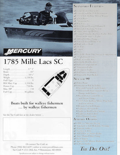 Yar-Craft 1785 Mille Lacs Side Console Brochure