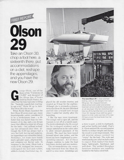 Olson 29 Sailor Magazine Reprint Brochure