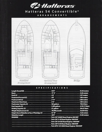Hatteras 54 Convertible Specification Brochure