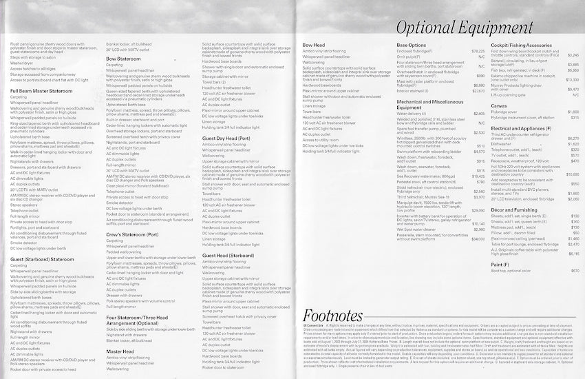 Hatteras 68 Convertible Specification Brochure