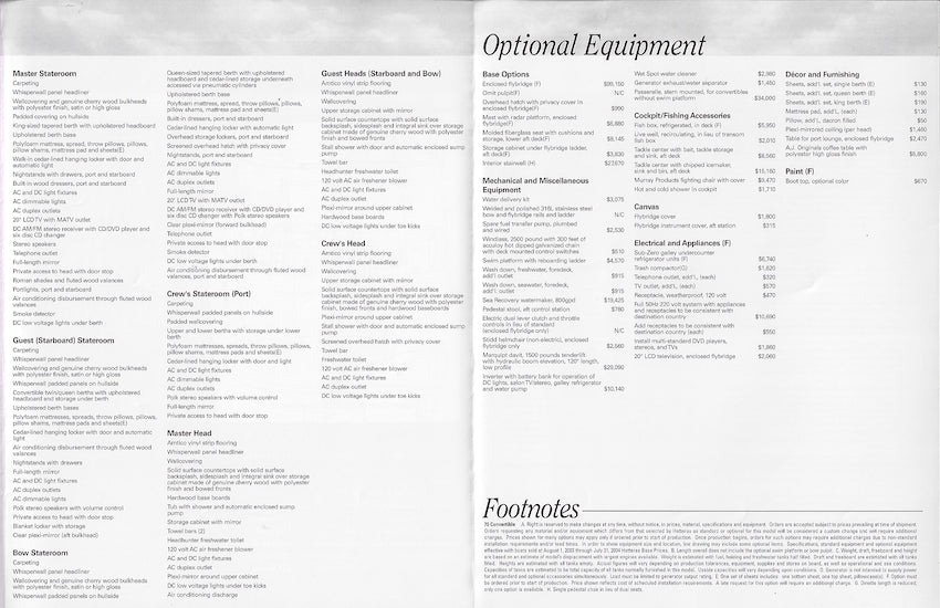 Hatteras 70 Convertible Specification Brochure