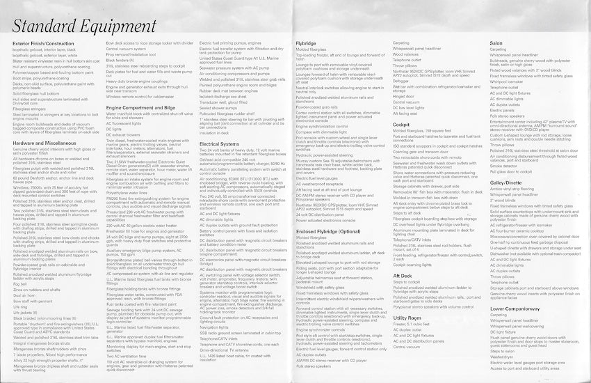 Hatteras 70 Convertible Specification Brochure
