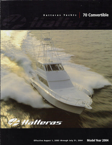 Hatteras 70 Convertible Specification Brochure