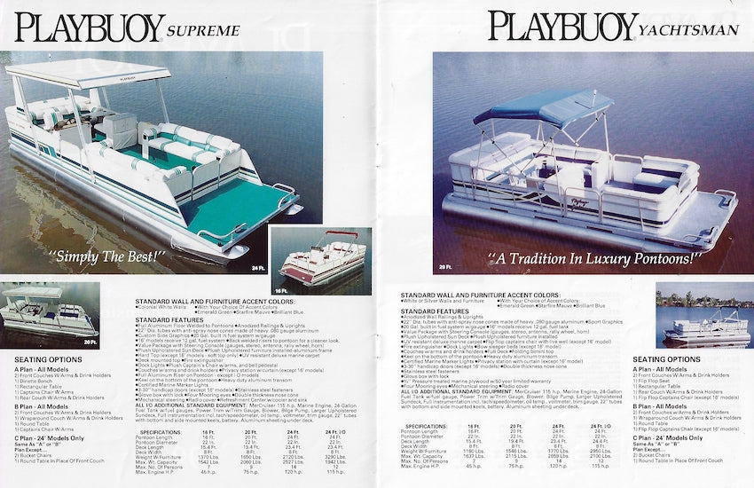 Playbuoy 1993 Pontoon Brochure