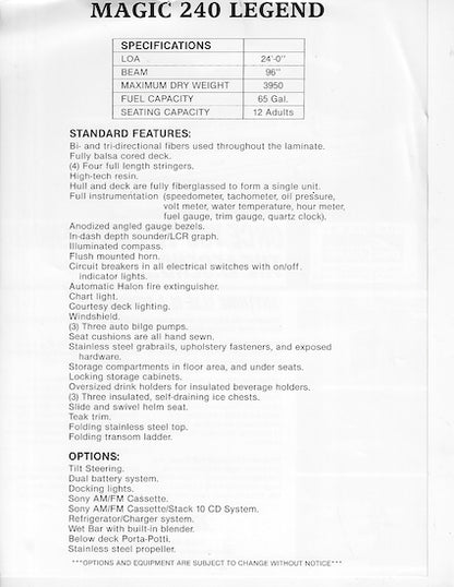 Magic Legend 240 Brochure