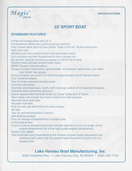 Magic 23 Closed Bow Brochure
