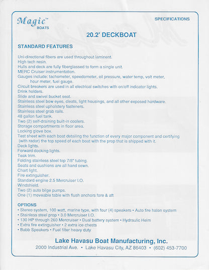 Magic 20 Deck Boat Brochure