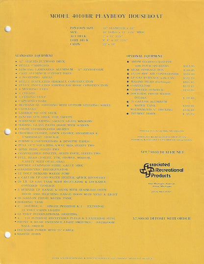 Playbuoy Houseboat 4010BR Brochure