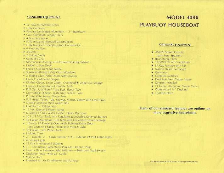 Playbuoy Houseboat 40BR Brochure