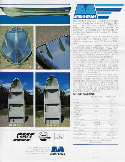 Michi Craft Car-Top Boat Brochure