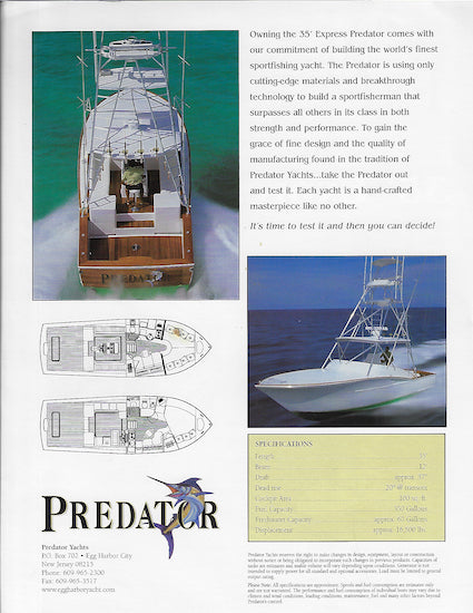 Predator 35 Express Brochure – SailInfo I boatbrochure.com