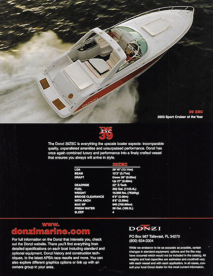 Donzi 2004 Poster Brochure – SailInfo I boatbrochure.com