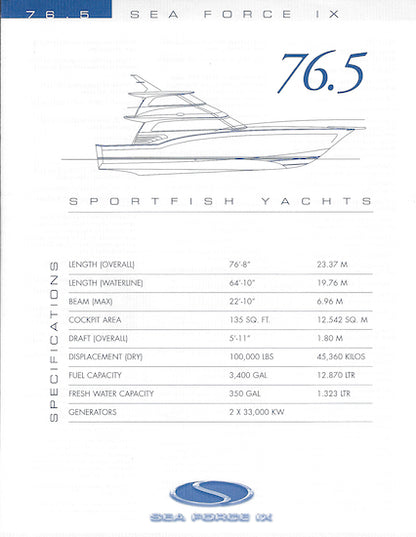 Sea Force IX 76.5 Convertible Specification Brochure