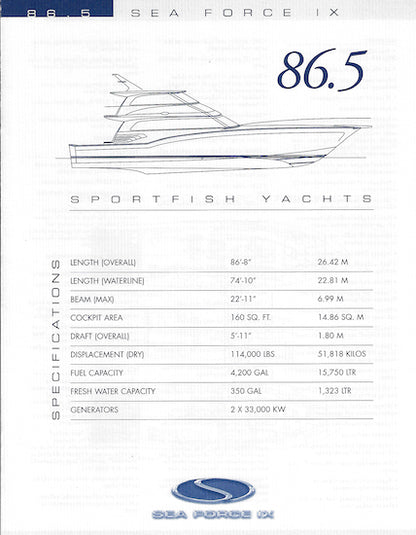 Sea Force IX 86.5 Convertible Specification Brochure